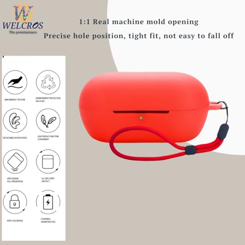 Image of WELCROS Soft Silicone Case Cover for Sony WF-C710N | C710NSA with Lanyard (Red)