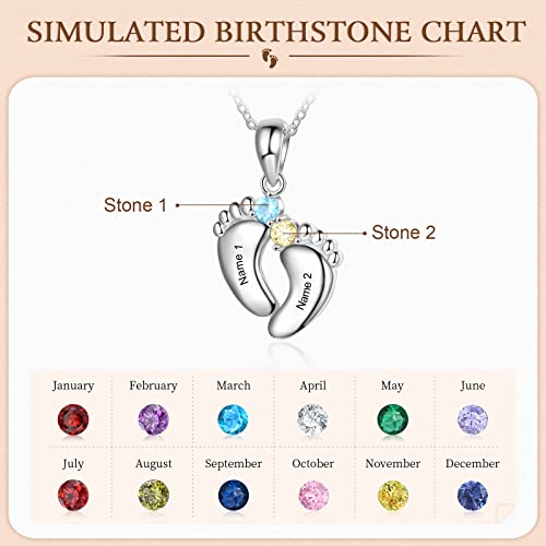 Personalized Mother Necklace with Birthstone 1-6 Names Custom Feet Pendant Necklace for Mom Customized Family Jewelry for Mothers Day2