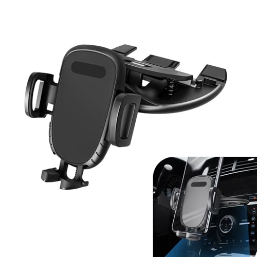 Merdege Cell Phone Car Mount, CD Port Clip-Type Navigation Holder, 360 Degree Ball Adjustment Accessories, Universal for Smartphones (Black)