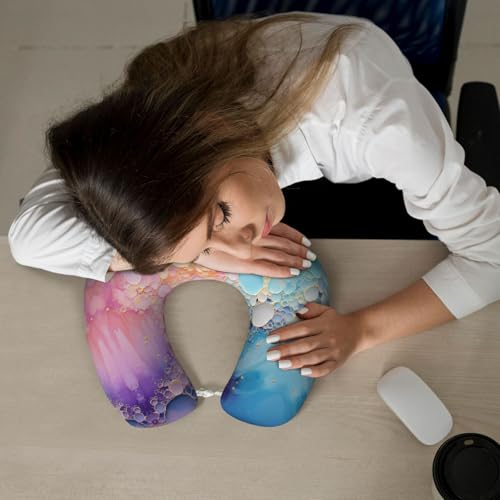 Almohada de viaje de espuma viscoelástica azul miniatura 6