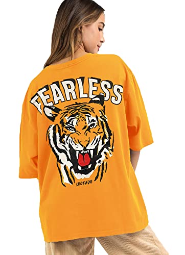 Image of LEOTUDE Cottonblend Oversized Half Sleeve Colorful Printed Combo T-Shirts for Women (Pack of 2)