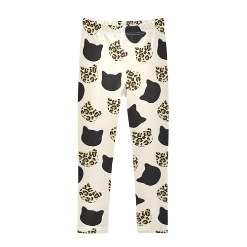 Leopard Cat Girls Leggings,Workout Leggings for Girls Toddler Athletic Legging Size for 3-10T