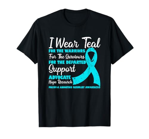 I Wear Teal Addiction Recovery Awareness Ribbon Camiseta