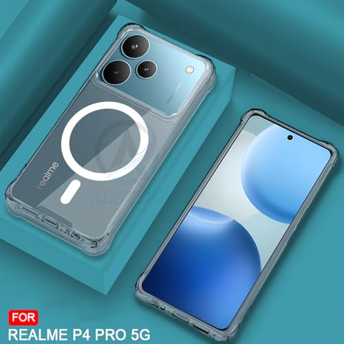 Image of AESTMO Clear Back Cover for Realme P4 Pro 5G | 360 Protection | Transparent Back Cover for Realme P4 Pro 5G (PC + TPU, Compatible with MagSafe Accessories, Transparent Bumper)