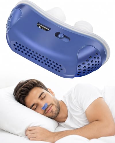 Anti Snoring Devices Sleep Apnea Devices Wearable Micro CPAP Anti Snoring Electronic Device Portable Lightweight Stop Snore Maskless Aid Machine for Home Travel Men and Women All Nose Shapes(Blue)