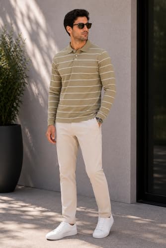Image of SANE ORIGINALS Full Sleeves Polo Collar Tshirt for Men with Pocket || Stripe Collar and Pocket Tshirt for Men Long Sleeves Navy Blue