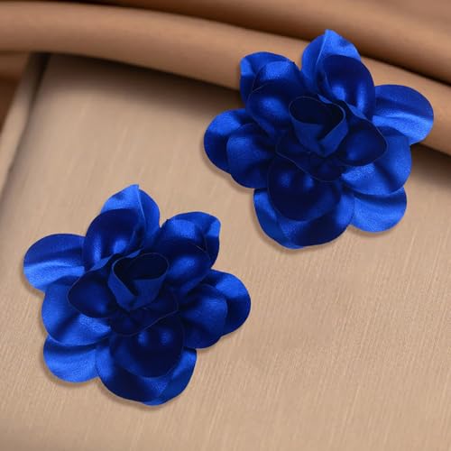 Image of 2Pack 6inch Extra Large Satin Brooches Lapel Pins Dainty Elegant Fabric Camellia Rose Flower Brooch Pin for Women Wedding Part Dance Clothes Accessories Jewelry