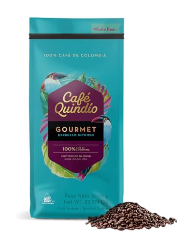 Image of Cafe Quindio Medium-Dark Roast 100% Colombian Excelso Whole Bean Arabica Coffee - Gourmet Espresso Intense - 35 Ounce (Pack of 1)
