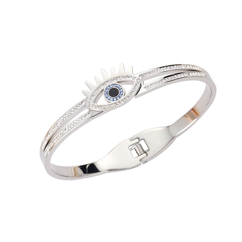 MYKI Evil Eye Diamond Kada Bracelet For Women & Girls (2.4 inch Diameter) (Silver) (B0CDRV4RPW) Amazon Price History, Amazon Price Tracker