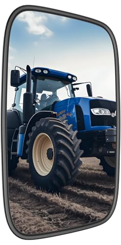 Universal Tractor Rearview Mirror Compatible with Front Loader Excavator and Farm Tractors - Fits John Deere Case IH Agco New Holland Massey Ferguson Versatile - 7.9 x 13 Adjustable Mirror