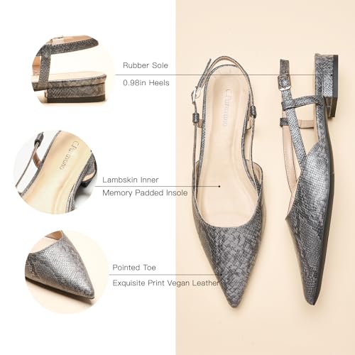 Image of C.Paravano Slingback Flats | Pointed Toe Flats | Slingback Sandals | Women's Slingback Dress Shoes | Adjustable Buckle Sandals