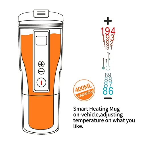EAST MOUNT Smart Temperature Control Travel Coffee Mug Electric heated Travel Mug 12V Stainless Steel Tumbler Smart Heating Car Cup Keep Milk Warm LCD display Easily Washing Safe for use (Black) - Image 4