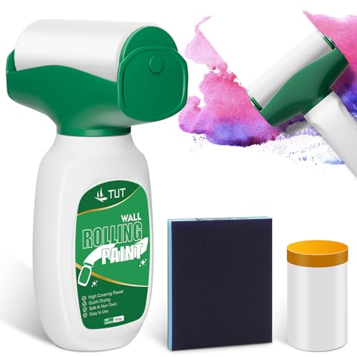 TUT Wandfarbe Ausbessern Weiß, 500g Sos Wandfarbe Weiß Roller Ausbesserungsfarbe Weiss, Wandreparatur Rollbürste, für Graffiti Kratzer Flecken Risse Und Beschädigte Wände