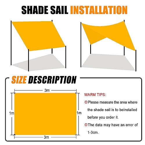 Voile d'ombrage terrasse 6x9 m imperméable or avec corde de fixation - 7