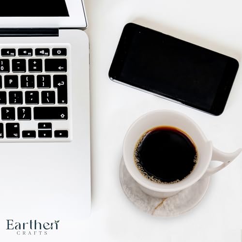 Earthen Crafts Marmor-Untersetzer mit Halter & Deckel, 6 Stück, 8,9 cm, rund, weißer Onyx-Stein, Untersetzer für Getränke, ideal für Esstisch, Couchtisch und Bürotisch