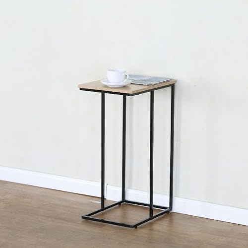 Buyqualia Mesa Auxiliar METÁLICA con Tapa DE Madera 65x30x40 CM – Patas Laterales (Sonoma) - imagen 4