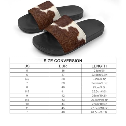Brown And White Cow Hide PVC Slippers Sandals for Women Men Open Toe Soft Cushioned Non-Slip Sandal for Indoor Outdoor2