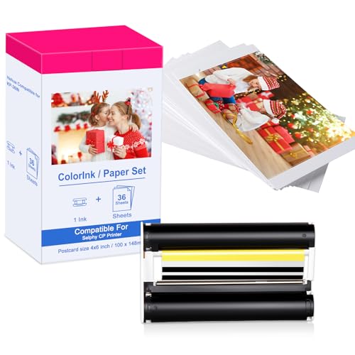 Hehua Compatible con KP 36IN Papel y Tinta, 1 Cartuchos y 36 Papel Fotográfico (100 x 148mm), Sustitución de Canon Selphy CP1500 CP1300 CP1200 CP1000 CP910 CP820 CP1000