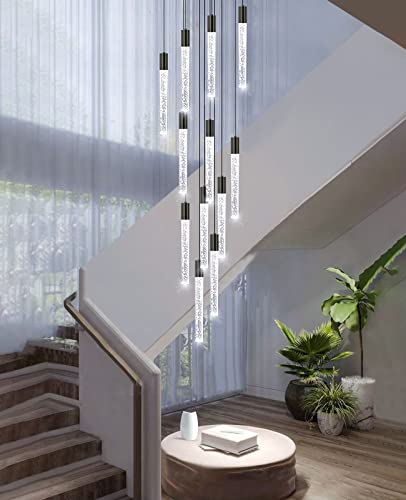 20-Lights Crystal Chandeliers For Living Room Entryway Flush Mount Ceiling Light Led Dimmable Lights Ceiling Pendant Light Fixture 157" Long Chandelier Lighting For High Ceiling Foyer #TOP7