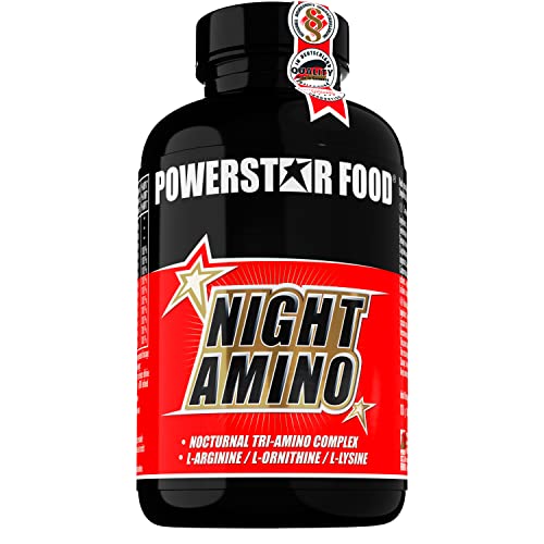 NIGHT AMINO | Arginin Ornithin Lysin | Hochdosiert | Aminosäuren Komplex | Mit Vitamin B & C | 210 Kapseln | Vegan | Deutsche Herstellung