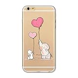 Funda iPhone 7 Plus Caso Fanxwu TPU Ultra Delgada Claro Silicona Gel Cover Elegante Anti-Arañazos Bumper Cáscara - Elefante y Conejo