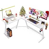 Casaottima Gaming Desk L Shaped Computer Desk, Corner Desk for Home Office with Monitor Stand 58', Pure White