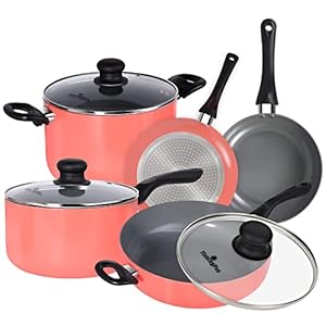 8-Piece Nonstick Pots and Pans Sets,Kitchen Cookware with Ceramic Coating,Dishwasher Safe, Induction Frying Pan with Lid with Clearance,Suitable for Any Cooktop
