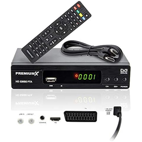 PremiumX Satelliten-Receiver HD 520SE FTA Digital SAT TV Receiver DVB-S2 FullHD HDMI SCART USB Multimedia-Player, Astra Hotbird vorprogrammiert Cover