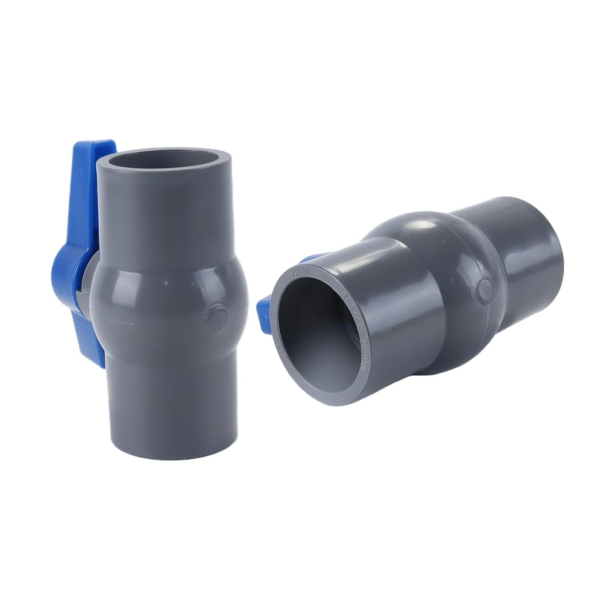 Produktbild von Zalati Kugelhahn 40 Mm Innendurchmesser – PVC-Absperrventil Mit Klebemuffe, Für Aquarien, Gartensprinkler, Pools, Bewässerung (grau/blau)