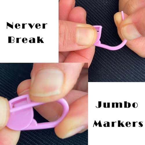 Image of 130Pcs Standard & Large Jumbo Locking Stitch Markers for Crocheting Knitting,Plastic Safety Pin Yarn Crochet Hooks Stitch Marker,Crochet Markers Clips Row Stitch Counter 2 Sizes (Assorted Color)