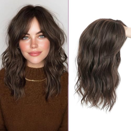 Nexyshe 16 Inch Wavy Hair Topper for Women Thinning Hair Clip in Hair Piece with Upgraded Base Seamless Blending Quick Application for All-day Daily & Casual Wear