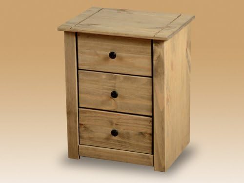 Vida Designs Panama Bedside Chest 3 Drawer, Natural Oak