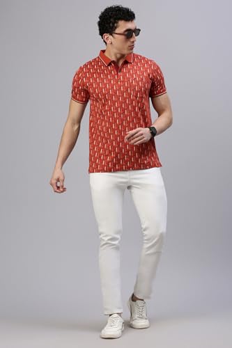 Image of Classic Polo Men's Half Sleeve Polo Neck Slim Fit All Over Print T-Shirt