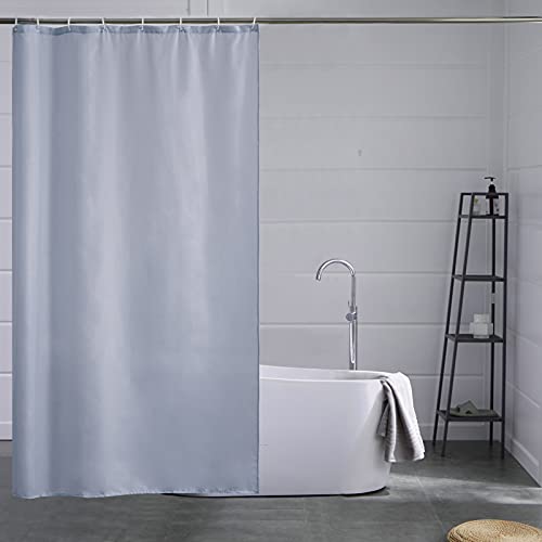 Furlinic Cortina Ducha Gris Azul Tela Impermeable Antimoho Pequeña Cortinas Baño Poliéster Lavable con 8 Anillas Cortina Ducha para Bañera Ducha 120x180cm