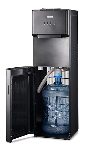 Igloo Bottom Loading Water Cooler – Hot, Cold, & Room Temperature Dispenser – Black, Holds 3 & 5 Gallon Jugs, Child Safety Lock – for Homes, Kitchens, Offices, Dorms