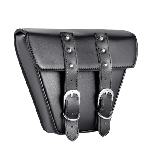 Bagagerie moto en cuir PU noir de style vintage épuré