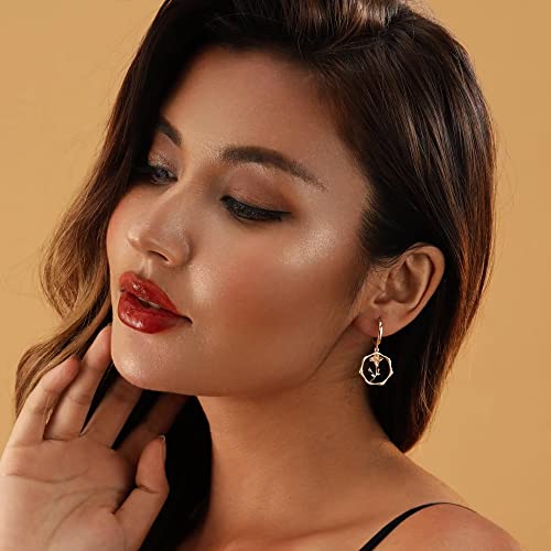 Abdot Gold Dainty Birth Flower Earrings 14K Gold Plated Floral Huggie Hoop Earrings For Women Wildflower Earrings Hypoallergenic Earrings Handmade Earrings Valentines Day Earrings Jun Rose Earrings #TOP1