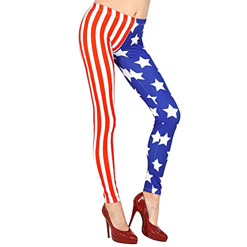 W WIDMANN MILANO Party Fashion, Leggings U.S.A. Donna a Stelle e Strisce, Americana, Anni '80, Ballerina, Discoteca - Image 3