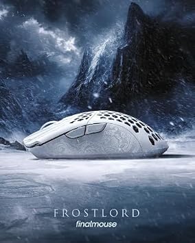 Finalmouse ULX Frostlord Wireless Gaming Mouse, Frostlord White 33g Ultra-Light Carbon Fiber Composite, 8000Hz Polling Rate, PixArt Sensor, Huano BlueShell Switches, Esports FPS Mouse (Medium)