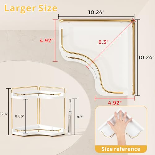 Aollewoiti 2-Tier Corner Bathroom Counter Organizer, Larger Size by Aollewoiti - Used condition - Image 2