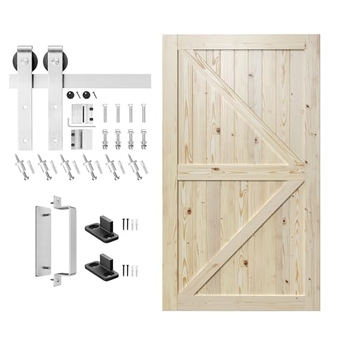 Image of SMARTSTANDARD 48in x 84in Sliding Barn Door with Brushed Nickel Hardware