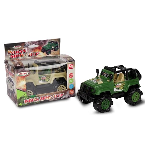 Image of Asian Army Jeep Car Toy for Kids | Push & Go Off-Road Vehicle with Big Durable Wheels & Shockproof Body | Army-Themed Adventure Car Toy for Boys & Girls | 3+ Years