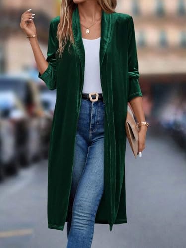 Long Sleeve Shawl Collar Open Front Coat Fall Outfits For Women4