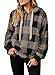 Yanekop Womens Oversized Sherpa Hoodie Zip Up Sweater Hoodie Quarter Zip Pullover Fuzzy Fleece Jacket Warm Plaid Jacket(A Khaki Black Plaid,M)
