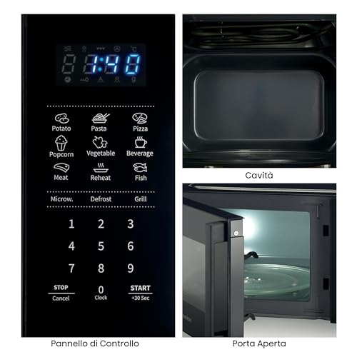 Hisense H20MOBS4HG Forno Microonde con controllo Elettronico, Capacità 20 L, Potenza 700 Watt, Funzione Grill 800 W, Display Led Comandi Touch, Colore Nero - immagine 5
