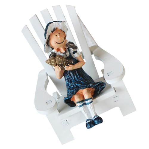BESPORTBLE Décoration Bois Créative Poupée Fille Motif Chaise de Plage Blanche en Bois pour Table, Décoration Salon et Accessoires Photo