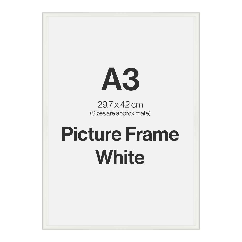 Home Selections White Modern A3 Photo Frame For A3 (29.7 X 42Cm) Photos Or Pictures, Plexi Glass, Wall Mounted Landscape Or Portrait