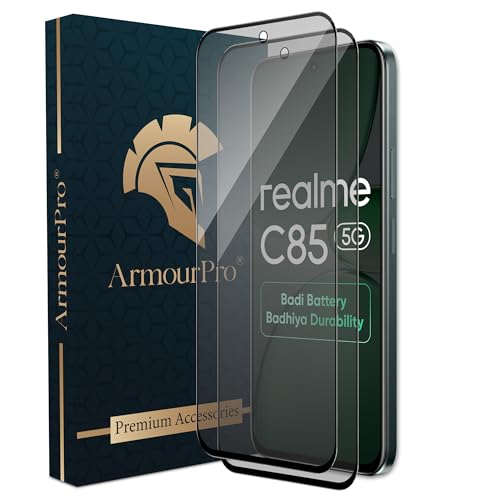 Image of ArmourPro Anti-Glare Matte Tempered Glass for Realme C85, Narzo 90x and Realme P4x, Pack of 2, Anti Fingerprint Screen Protector, 9H Scratch Resistant, Smooth Touch, Full Edge to Edge Coverage