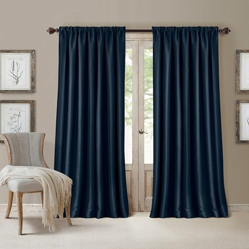 Elrene Home Fashions All Seasons Energy Efficient Room Darkening Rod Pocket Window Panel, 52" x 95" (1), Navy - image 1