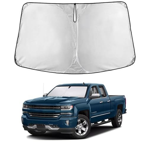 EcoNour Windshield Sunshade Compatible for Chevrolet Silverado/GMC Sierra 1500 2000 3500 2014-2019, Sun Visor for Front Windshield & Window Sun Shade Cover, UV Heat Blocker & Protector,Car Accessories